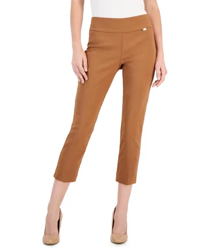 Inc International Concepts Women's Tummy-control Pull-on Capri Pants, Created For Macy's In Brown Saira