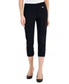 Inc International Concepts Petite Tummy-control Pull-on Capri Pants, Created For Macy's In Deep Black