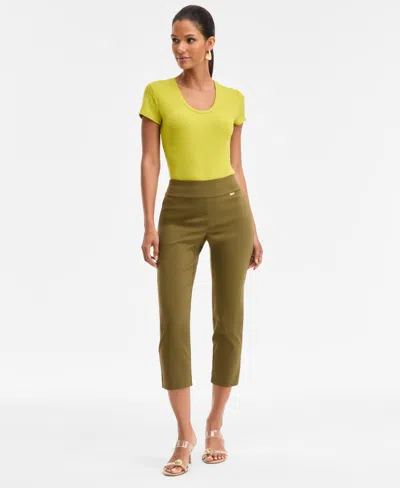Inc International Concepts Women's Tummy-control Pull-on Capri Pants, Created For Macy's In Green