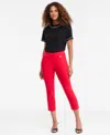 Inc International Concepts Women's Tummy-control Pull-on Capri Pants, Created For Macy's In Red