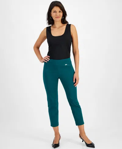 Inc International Concepts Women's Tummy-control Pull-on Capri Pants, Created For Macy's In Green Tourmalin