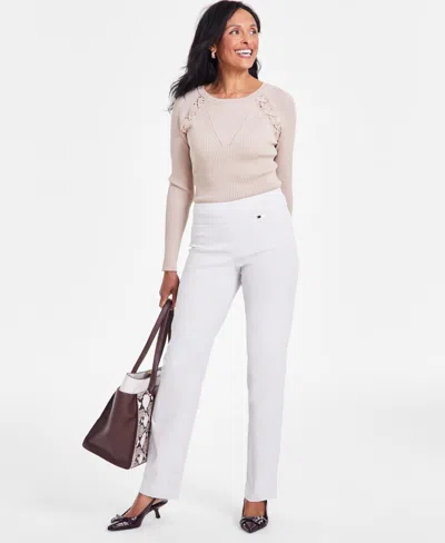Inc International Concepts Women's Tummy-control Pull-on Straight-leg Pants, Created For Macy's In Brown