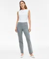 Inc International Concepts Women's Tummy-control Pull-on Straight-leg Pants, Created For Macy's In Gray