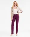 Inc International Concepts Womens Tummy Control Pull On Straight Leg Pants 0 28w Created For Macys In Purple