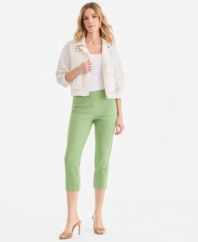 Inc International Concepts Women's Tummy-control Pull-on Capri Pants, Created For Macy's In Green
