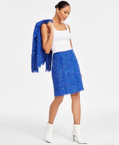 Inc International Concepts Women's Tweed Skirt, Exclusively At Macy's In Bright Blu