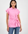 Inc International Concepts Women's Twist-front Tie-waist Shirt, Exclusively At Macy's In Pink Shade