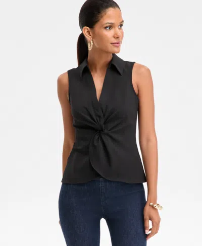 Inc International Concepts Women's Twist-front Top, Macy's Exclusive In Black