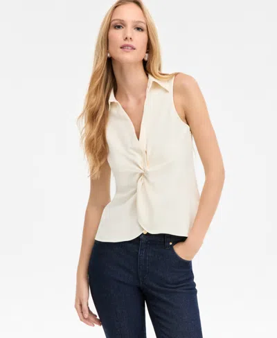 Inc International Concepts Women's Twist-front Top, Macy's Exclusive In White