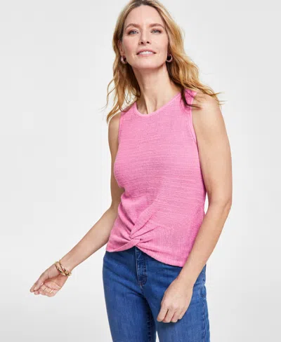 Inc International Concepts Women's Twist-hem Sweater Tank Top, Created For Macy's In Pink Azalea