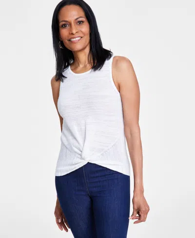 Inc International Concepts Women's Twist-hem Sweater Tank Top, Created For Macy's In Washed White