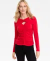 Inc International Concepts Women's Twist Keyhole Ruched Top, Macy's Exclusive In Red