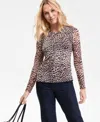 Inc International Concepts Plus Size Mock-neck Mesh Top, Macy's Exclusive In Multi
