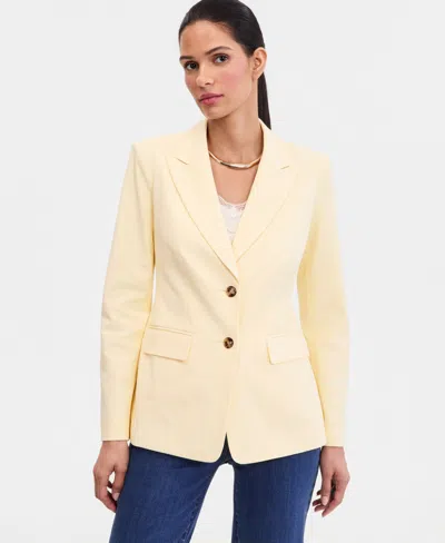 Inc International Concepts Women's Two Button Fitted Waist Blazer, Macy's Exclusive In Yellow