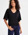 Inc International Concepts Women's V-neck Dolman-sleeve Top, Exclusively At Macy's In Deep Black