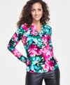 Inc International Concepts Petite Printed Zip-pocket Long-sleeve Top, Created For Macy's In Ailee Combo A