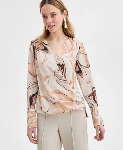 Inc International Concepts Women's V-neck Long-sleeve Top, Exclusively At Macy's In Gemma Marb