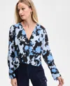 Inc International Concepts Women's V-neck Long-sleeve Top, Exclusively At Macy's In Nila Bouqu