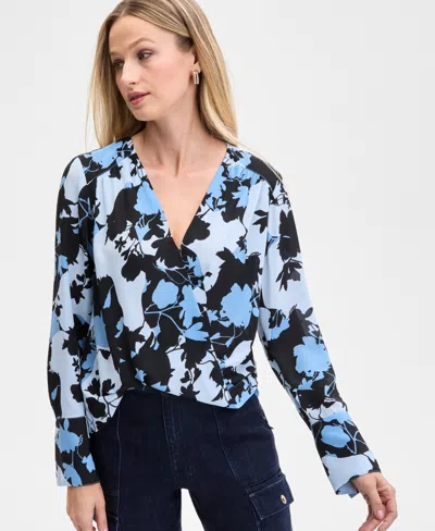 Inc International Concepts Women's V-neck Long-sleeve Top, Exclusively At Macy's In Nila Bouqu