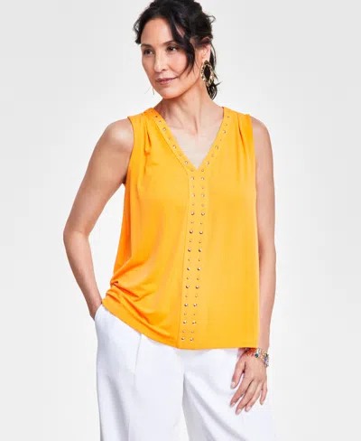 Inc International Concepts Women's V-neck Stud-trim Tank Top, Created For Macy's In Mango Diaquiri