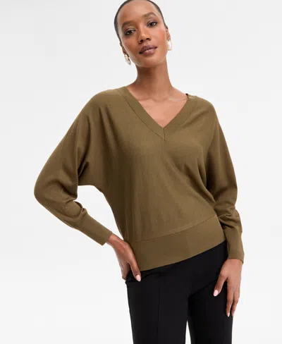 Inc International Concepts Women's V-neck Sweater, Created For Macy's In Green