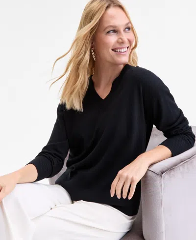 Inc International Concepts Women's V-neck Sweater, Macy's Exclusive In Black