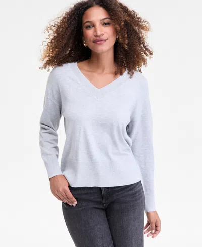 Inc International Concepts Women's V-neck Sweater, Macy's Exclusive In Gray