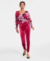 Inc International Concepts Women's Velvet Non-seam Skinny Leggings, Created For Macy's In Autumn Crimson