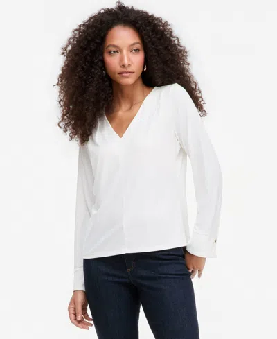 Inc International Concepts Women's V-neck Long-sleeve Blouse, Macy's Exclusive In White