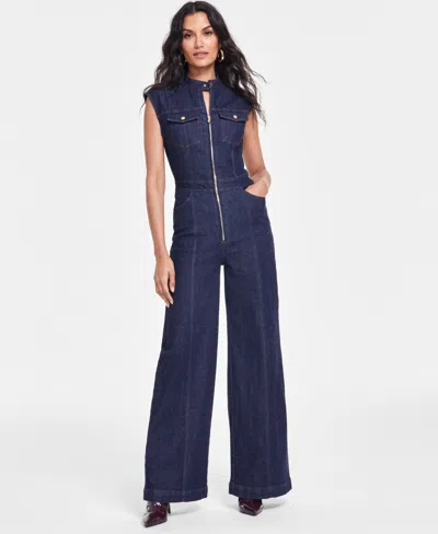 Inc International Concepts Women's Wide-leg Denim Jumpsuit, Created For Macy's In Dk Indigo
