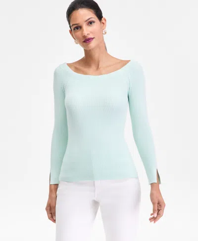 Inc International Concepts Women's Wide-neck Sweater, Macy's Exclusive In Blue