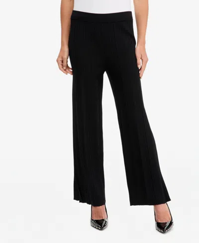 Inc International Concepts Women's Wide-leg Pull-on Ribbed Sweater Pant, Macy's Exclusive In Black