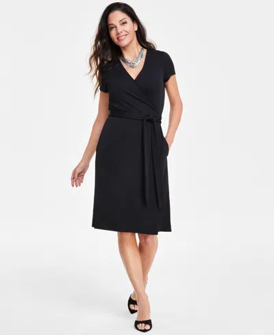 Inc International Concepts Women's Wrap Dress, Created For Macy's In Deep Black