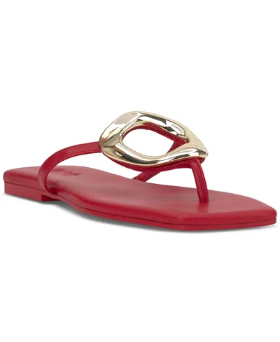 Inc International Concepts Women's Yadira Flat Sandals, Exclusively At Macy's In Red Smooth