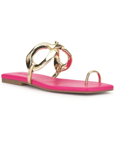 Inc International Concepts Women's Yemri Square Toe Slip-resistant Chain Detail Flat Sandals, Macy's Exclusive In Pink
