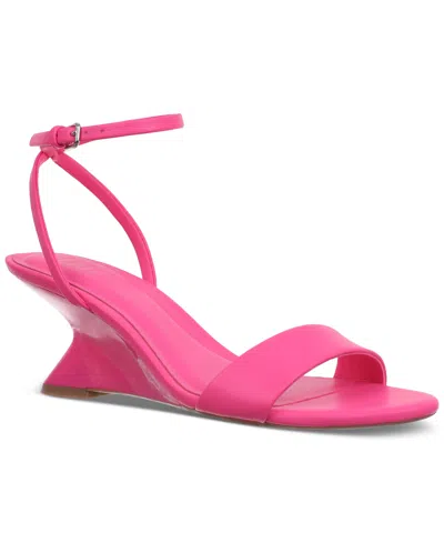 Inc International Concepts Women's Zeldaa Wedge Sandals, Created For Macy's In Fuchsia Smooth