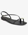 Inc International Concepts Women's Zinaa Flat Sandals, Exclusively At Macy's In Black Smooth