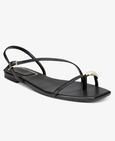 Inc International Concepts Women's Zinaa Flat Sandals, Exclusively At Macy's In Black Smooth