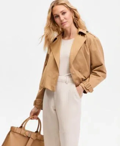 Inc International Concepts Womens Bubble Hem Cropped Trench Jacket Macys Exclusive In Neutral