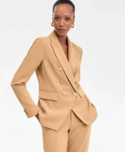 Inc International Concepts Womens Double Breasted Blazer Xs 3x Exclusively At Macys In Brown