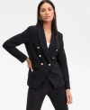 Inc International Concepts Womens Double Breasted Blazer Xs 3x Exclusively At Macys In Black