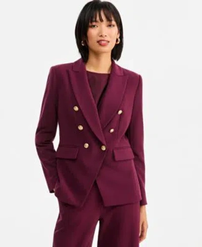Inc International Concepts Womens Double Breasted Blazer Xs 3x Exclusively At Macys In Warm Toffee