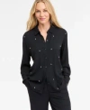 Inc International Concepts Womens Embellished Blouse P Xs Xxl Macys Exclusive In Black