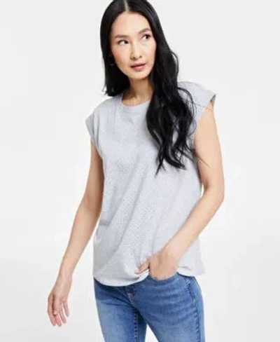 Inc International Concepts Womens Embellished Cotton Top Pxs 3x Created For Macys In Black