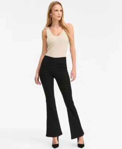 Inc International Concepts Womens High Rise Pull On Flare Leg Jeans Macys Exclusive In Deep Black