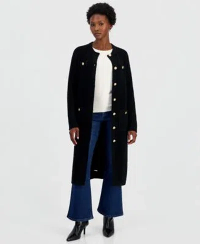 Inc International Concepts Womens Long Boucle Duster Cardigan Macys Exclusive In Black