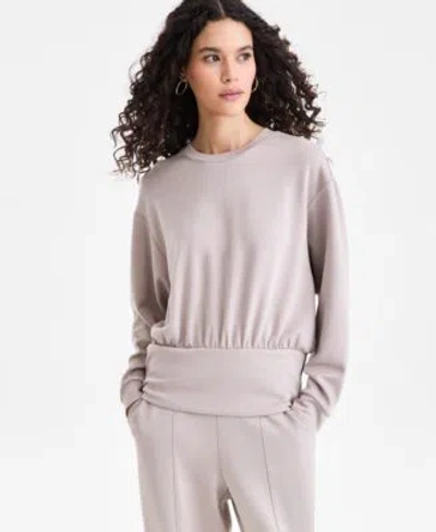 Inc International Concepts Womens Off Duty Banded Bottom Sweatshirt Macys Exclusive In Gray