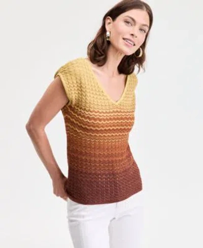 Inc International Concepts Womens Ombre V Neck Sweater Xs P Xl Exclusively At Macys In Multi