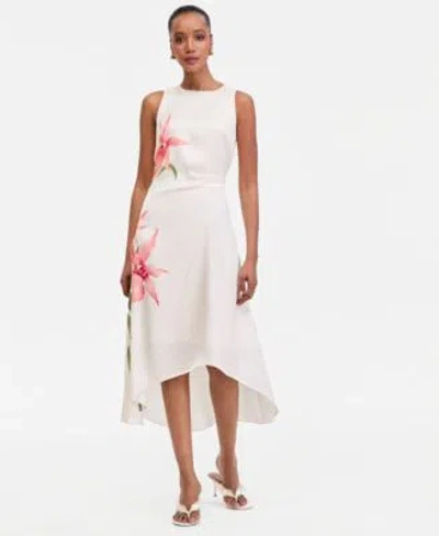Inc International Concepts Womens Printed Asymmetric Midi Dress Macys Exclusive In White
