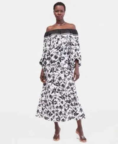 Inc International Concepts Womens Printed Off The Shoulder Blouse Skirt Macys Exclusive In White